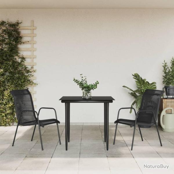 Ensemble � manger de jardin 3 pcs noir textil�ne et acier