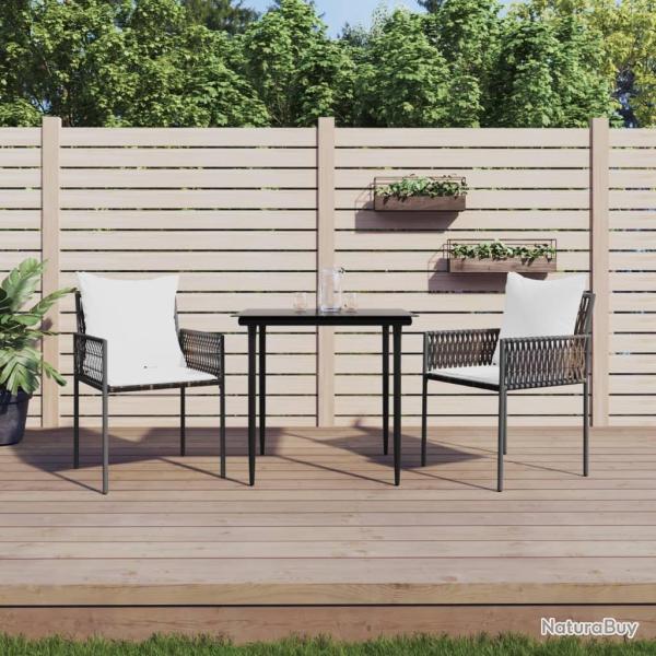 Ensemble � manger de jardin 3 pcs coussins r�sine tress�e acier