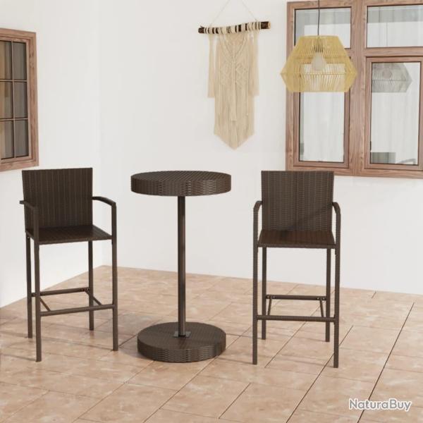 Ensemble de bar de jardin 3 pcs R�sine tress�e Marron