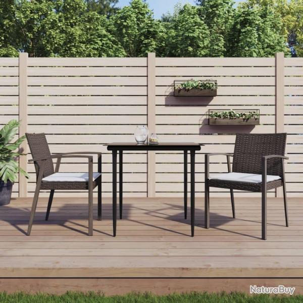 Ensemble � manger de jardin 3 pcs coussins r�sine tress�e acier