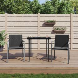 Ensemble &agrave; manger de jardin 3 pcs coussins r&eacute;sine tress&eacute;e acier