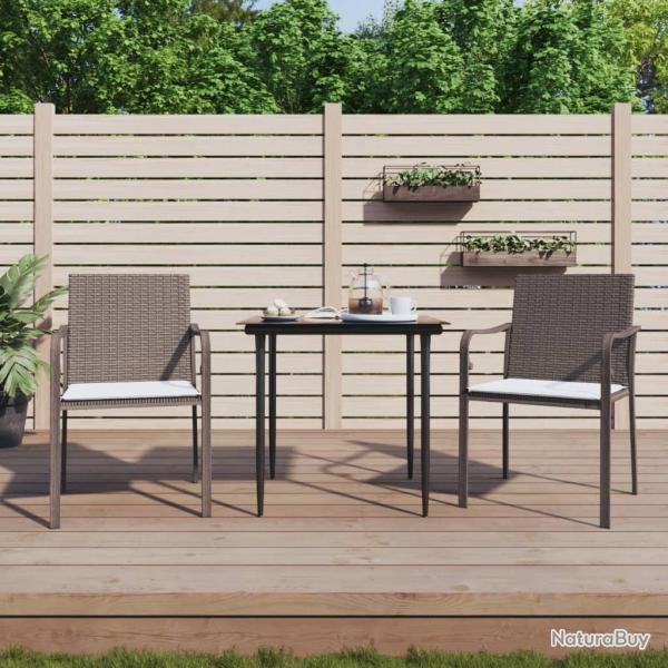 Ensemble � manger de jardin 3 pcs coussins r�sine tress�e acier