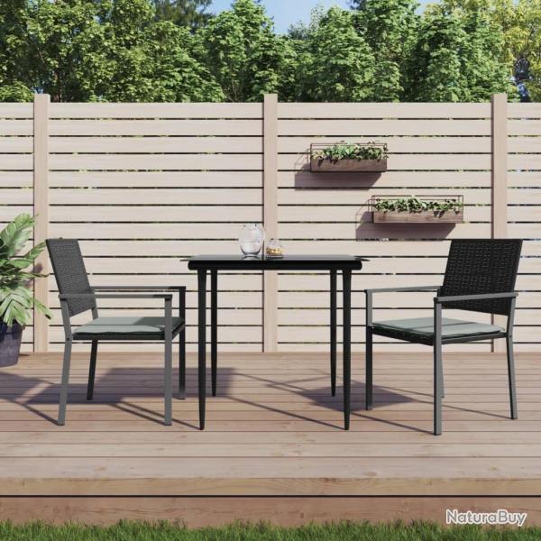 Ensemble � manger de jardin 3 pcs coussins r�sine tress�e acier
