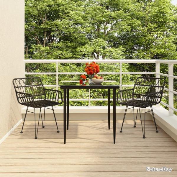 Ensemble � manger de jardin 3 pcs Noir R�sine tress�e