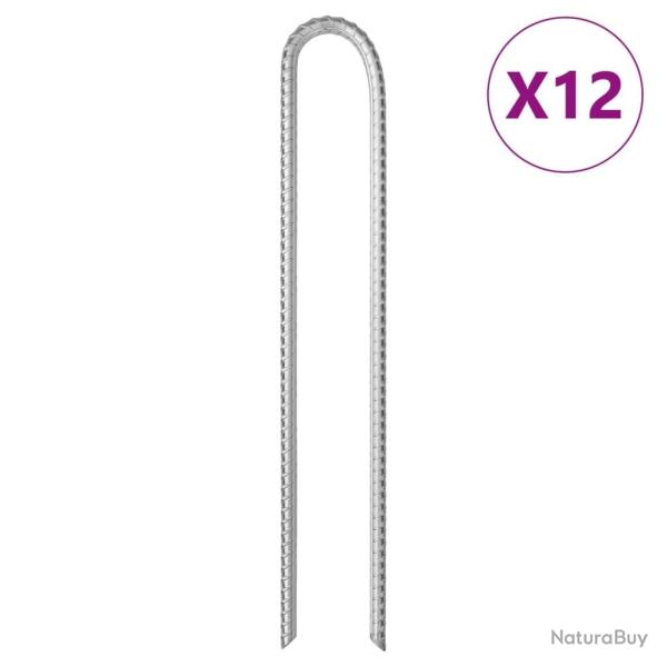 Piquets de tente 12pcs en forme de U 37cm �10mm acier galvanis�