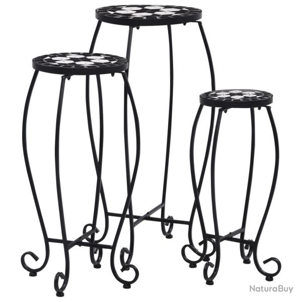 Tables mosa�que 3 pcs noir et blanc C�ramique