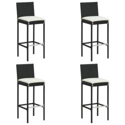 Tabourets de bar de jardin et coussins lot de 4 r&eacute;sine tress&eacute;e