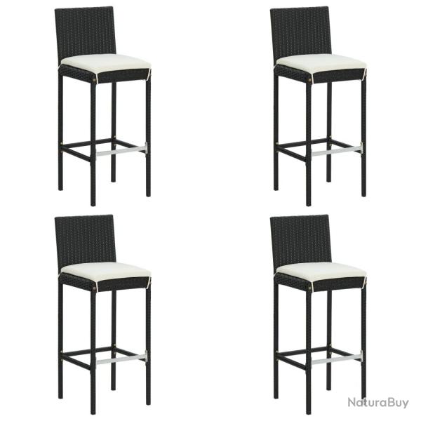 Tabourets de bar de jardin et coussins lot de 4 r�sine tress�e