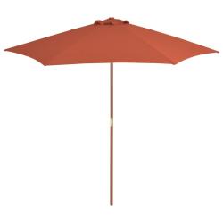 Parasol d'ext&eacute;rieur avec m&acirc;t en bois 270 cm Terre cuite