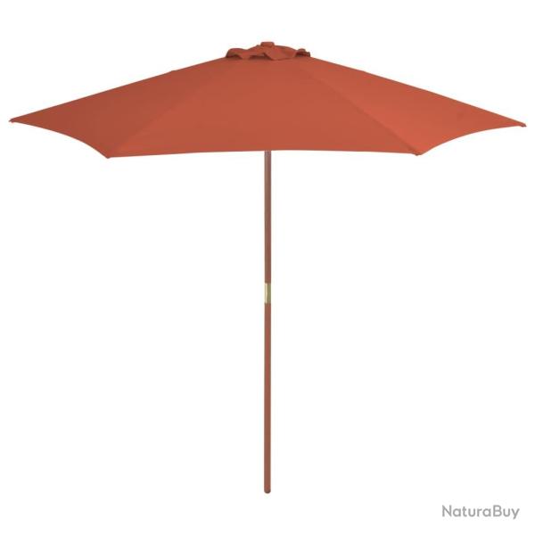 Parasol d'extrieur avec mt en bois 270 cm Terre cuite