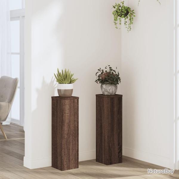 Supports pour plantes 2 pcs chne marron bois d'ingnierie