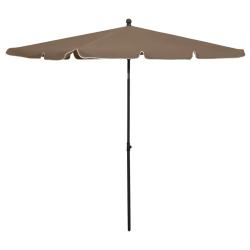Parasol de jardin avec m&acirc;t 210x140 cm Taupe