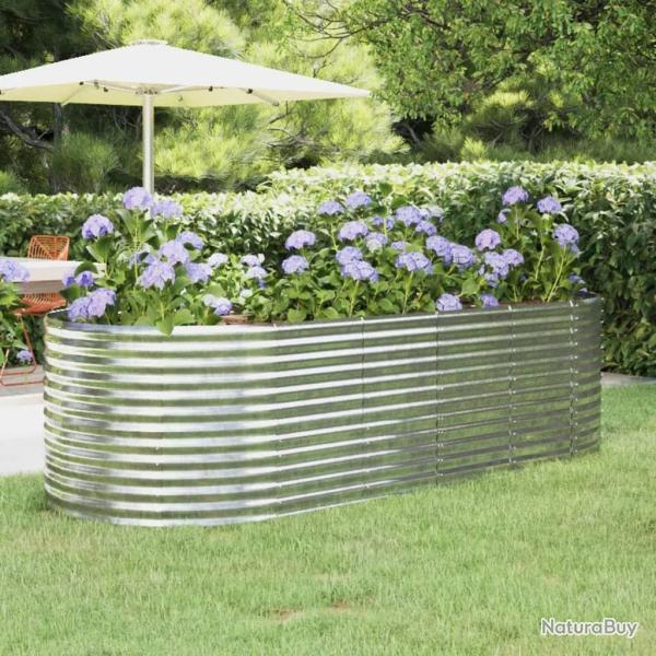 Lit sur�lev� de jardin Acier enduit de poudre Argent�