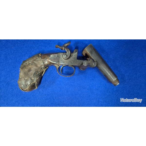 Pistolet a poudre noire du XIX eme siecle canon basculant n30