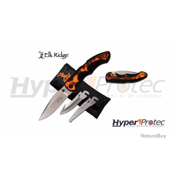 Couteau pliant de chasse "Elk Ridge" avec lames interchangeables