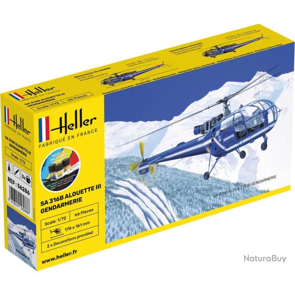 SA 316B alouette III Gendarmerie 1/72 | Heller (0000 4181) - Maquette � monter