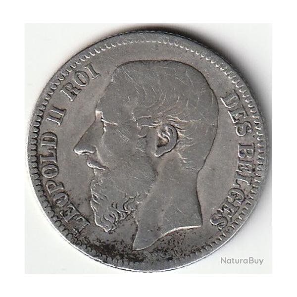 Pi�ce de Monnaie Belgique 2 Francs L�opold II l�gende fran�aise 1866