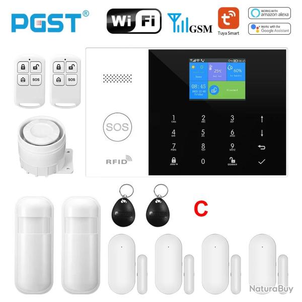 Systeme Alarme Sans Fil Wifi GSM Google Alexa, Modele: Kit C