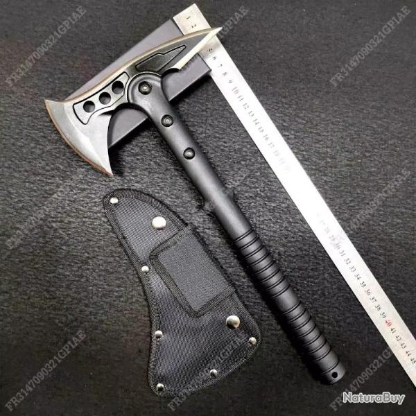 HACHE PORTABLE MULTIFONCTION AVEC POIGNEE EN NYLON ET FIBRE DE VERRE CAMPING SURVIE RANDONNEE 40CM B