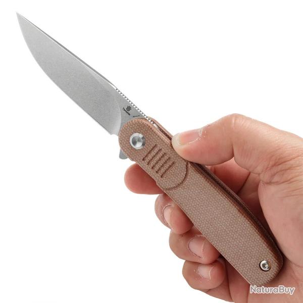 Couteau Pliant Tenable Einar Brown Lame Drop Point Acier Nitro-V SW Manche Micarta Brown T2072A5