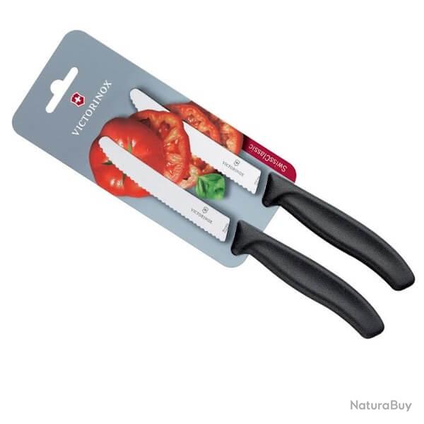 6.7833.B Carte 2 couteaux tomate Victorinox Swissclassic noir 11 cm