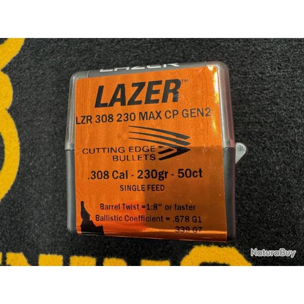 vente flash Cutting Edge Bullets LAZER .308 230 MAX CP GEN2 (x50)