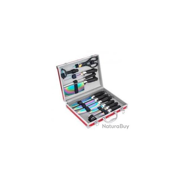 PRADEL EXCELLENCE THIERS VALISE 12 PIECES COUTEAUX LAMES REVETEMENT TITANE 1