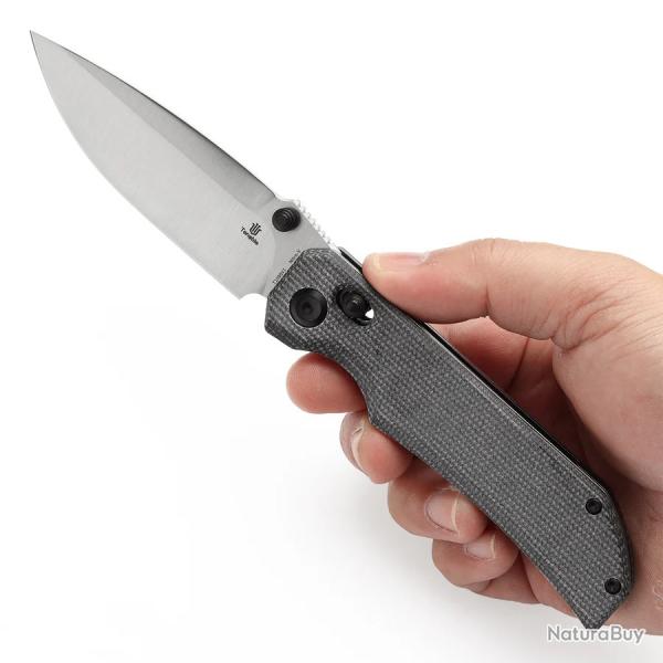 Couteau Tenable Eaglestrike Black Lame Acier Nitro-V Manche Micarta Cross Bar Lock T1095V1