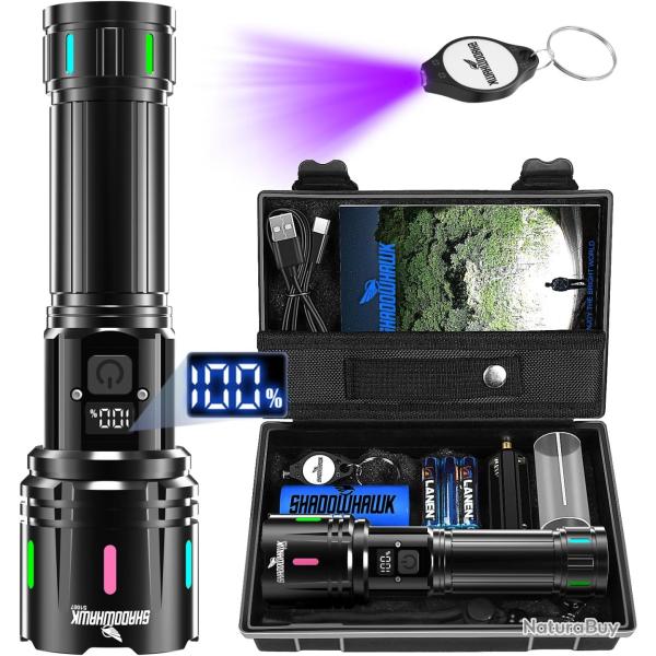 Lampe Torche LED Ultra Puissante 500000 Lumens 5 Modes Rechargeable USB Zoom IP67  �tanche