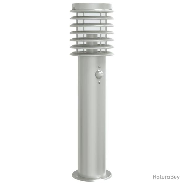 Lampadaire d'extrieur avec capteur argent acier inoxydable Argent 02_0042526