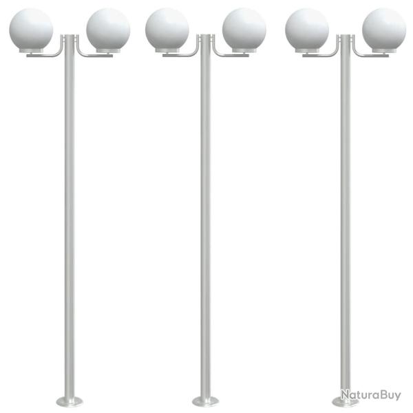 Lampadaires d'extrieur 3 pcs argent 215 cm acier inoxydable Argent 02_0042558