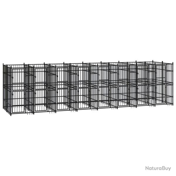 Chenil cage enclos pac animaux d'extrieur pour chiens acier 14,75 m noir 02_0041792