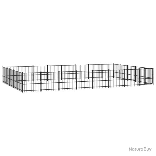 Chenil cage enclos pac animaux d'ext�rieur pour chiens acier 37,64 m� noir 02_0041843