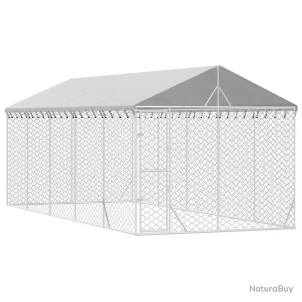 Chenil cage enclos pac animaux d'ext�rieur pour chiens avec toit argent� 3 x 7,5 x 2,5 m Argent 02_