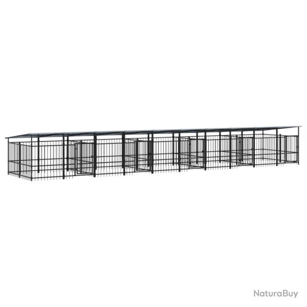 Chenil cage enclos pac animaux d'ext�rieur avec toit pour chiens acier 18,77 m� noir 02_0041754