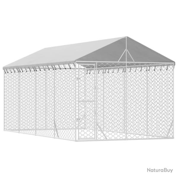 Chenil cage enclos pac animaux d'ext�rieur pour chiens avec toit argent� 3 x 6 x 2,5 m Argent 02_00