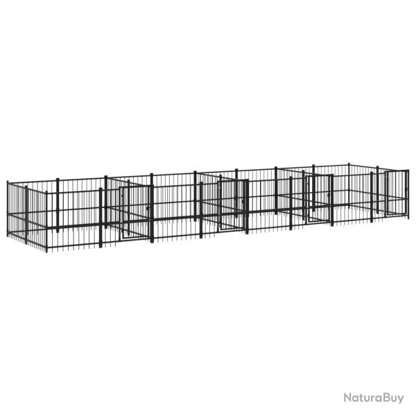 Chenil cage enclos pac animaux d'ext�rieur pour chiens acier 15,02 m� noir 02_0041796