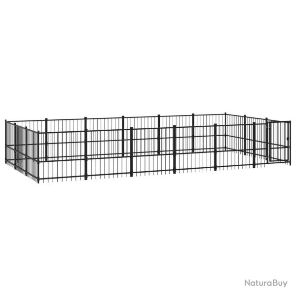 Chenil cage enclos pac animaux d'ext�rieur pour chiens acier 16,94 m� noir 02_0041804