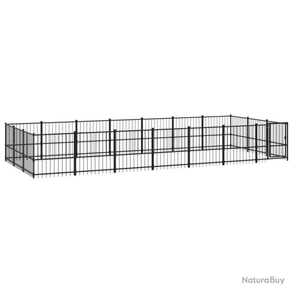 Chenil cage enclos pac animaux d'ext�rieur pour chiens acier 19,76 m� noir 02_0041814