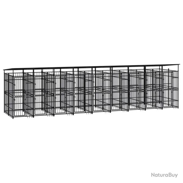 Chenil cage enclos pac animaux d'extrieur avec toit pour chiens acier 16,59 m noir 02_0041747