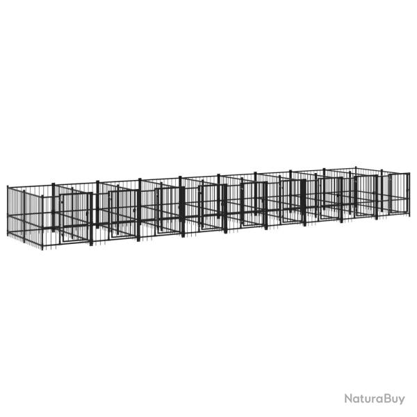 Chenil cage enclos pac animaux d'ext�rieur pour chiens acier 16,89 m� noir 02_0041803