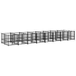 Chenil cage enclos pac animaux d'ext&eacute;rieur pour chiens acier 15,02 m&sup2; noir 02_0041797