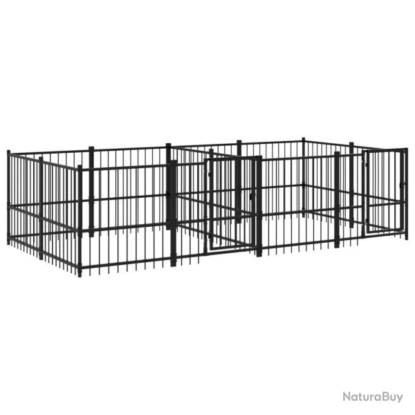 Chenil cage enclos pac animaux d'ext�rieur pour chiens acier 7,51 m� noir 02_0041876
