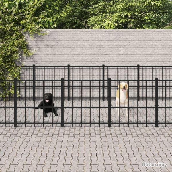 Chenil cage enclos pac animaux d'ext�rieur pour chiens acier 22,58 m� noir 02_0041817