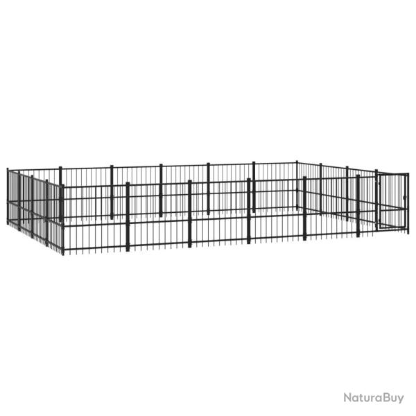 Chenil cage enclos pac animaux d'ext�rieur pour chiens acier 22,58 m� noir 02_0041818