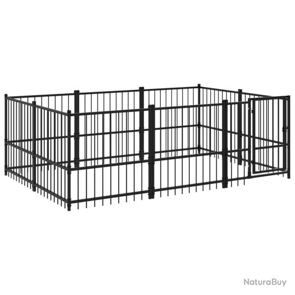 Chenil cage enclos pac animaux d'ext�rieur pour chiens acier 5,63 m� noir 02_0041859
