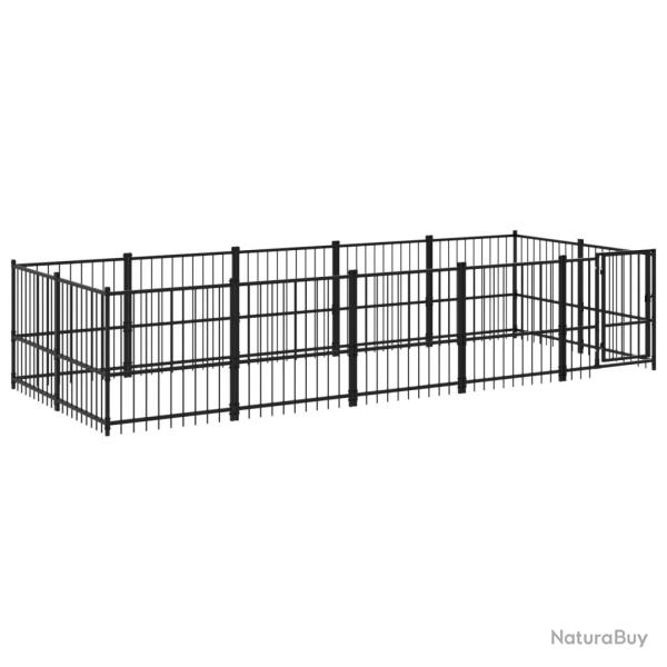 Chenil cage enclos pac animaux d'ext�rieur pour chiens acier 9,38 m� noir 02_0041890