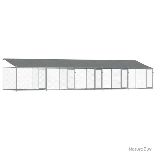 Cage pour chien avec toit/portes 10 x 2 x 2 m acier galvanis� gris 02_0041637