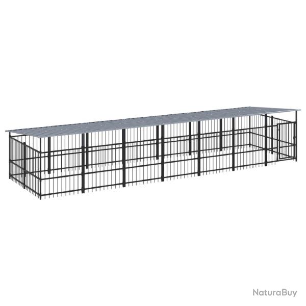 Chenil cage enclos pac animaux d'ext�rieur avec toit pour chiens acier 13,14 m� noir 02_0041740
