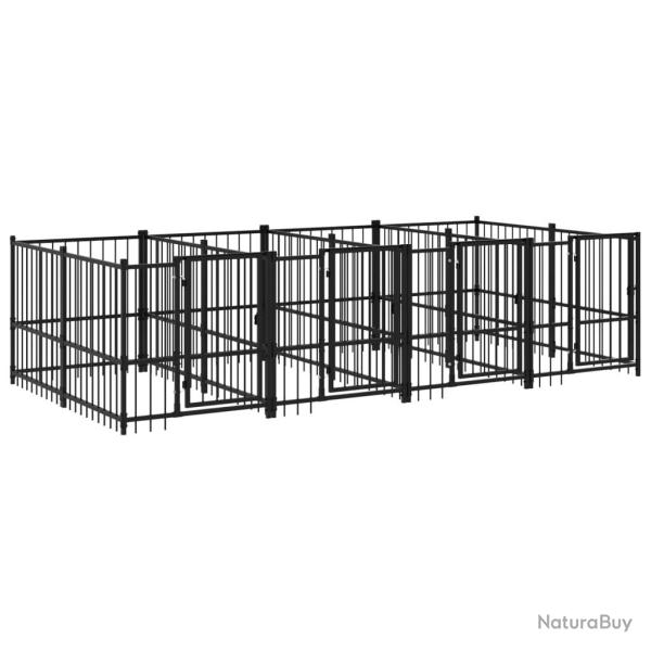 Chenil cage enclos pac animaux d'ext�rieur pour chiens acier 7,51 m� noir 02_0041877
